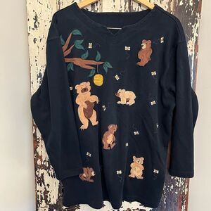 Vintage cute  Bees Honey and Bear “Grandma” Long sleeve T-shirt. Size XL.